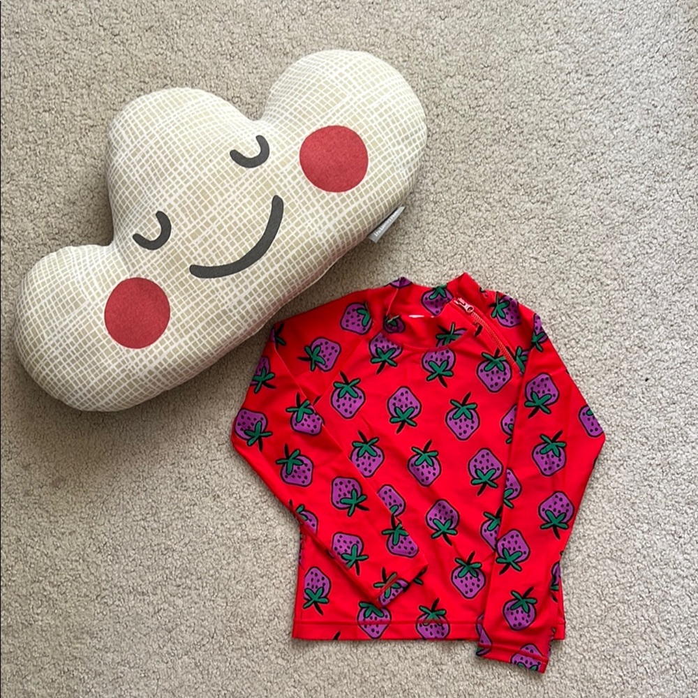 Hanna Andersson Red Rashguard with Strawberry Print